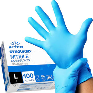 Blue nitrile powder free exam gloves box of 100 large size