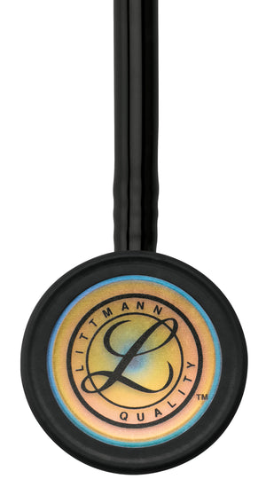 Littmann Classic III stethoscope with rainbow finish chestpiece and black tubing
